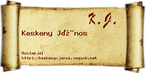 Keskeny János névjegykártya